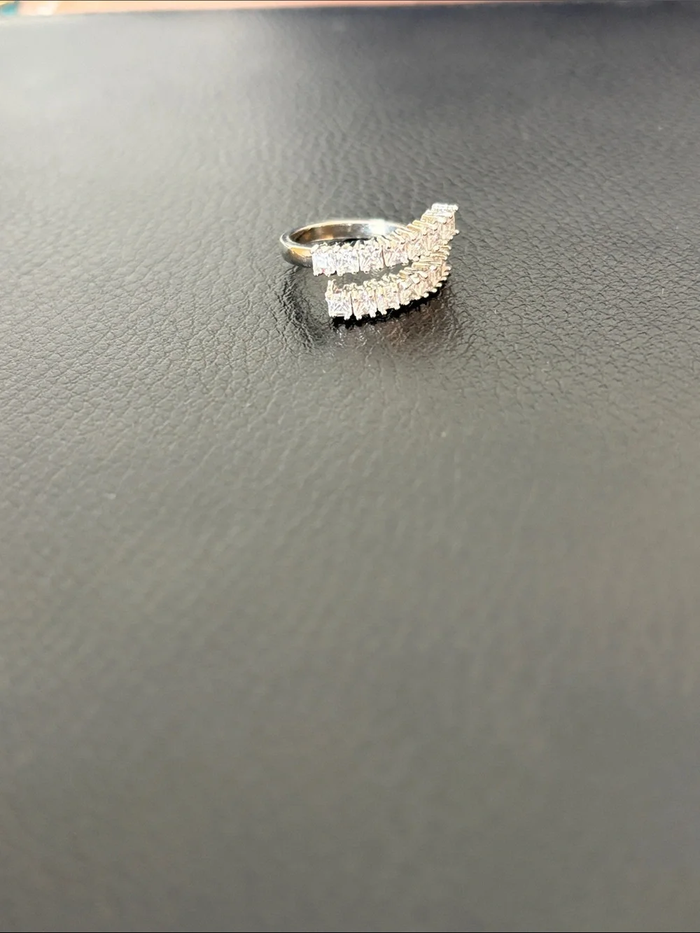 Sterling Silver Double Row CZ Stackable Ring - White